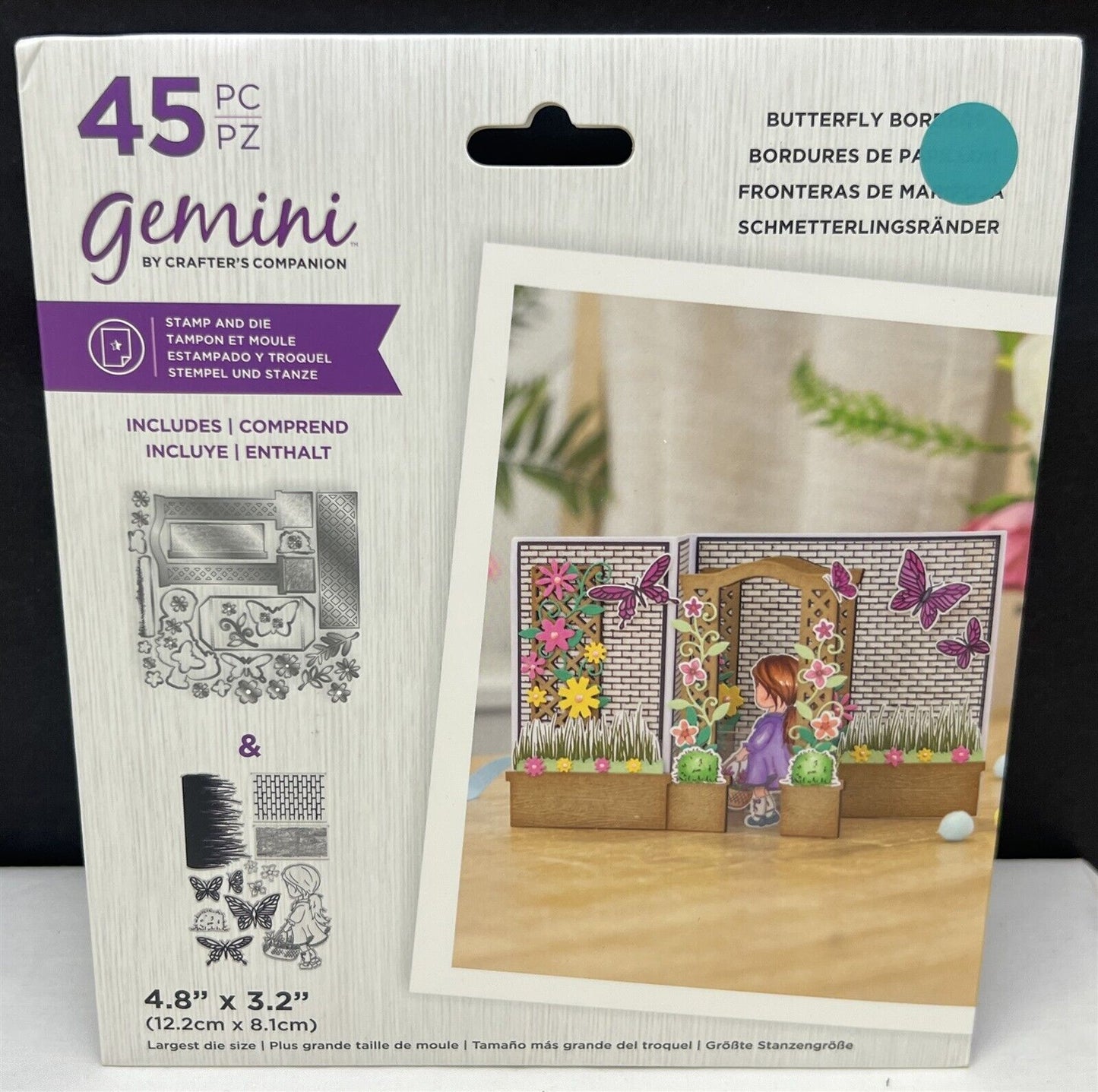 Gemini BUTTERFLY BORDERS 3D Scene Builder Little Girl Rubber Stamps Dies