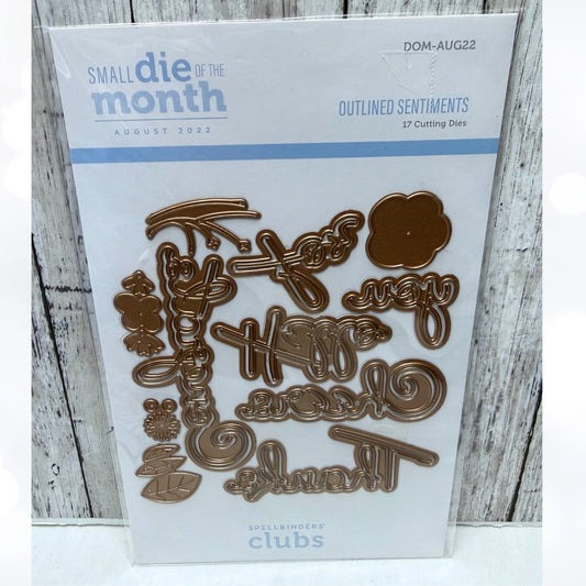 Spellbinders OUTLINED SENTIMENTS Small Dies of the Month August 2022