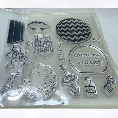 Stampin Up SPARKLY SEASONS Christmas Snowglobe Rubber Stamps Dies AS IS**