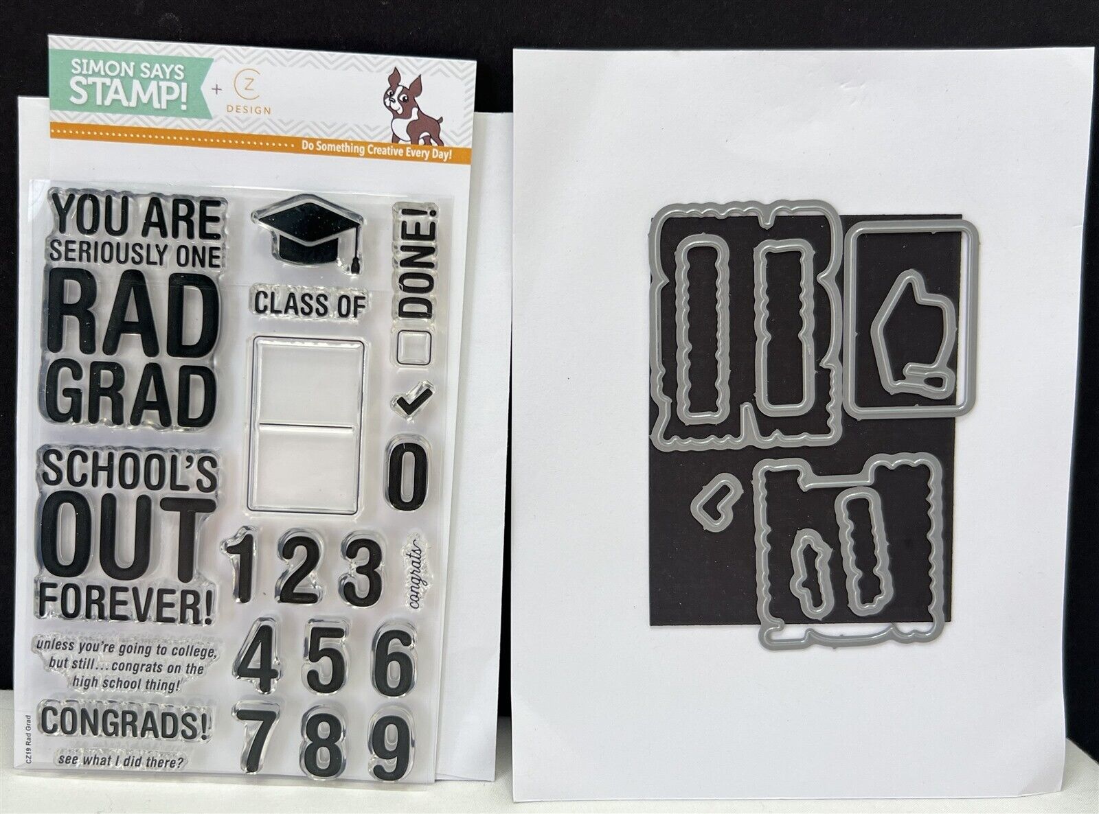 Simon Says Stamp CZ RAD GRAD Graduation Cap School Rubber Stamps Dies Rare