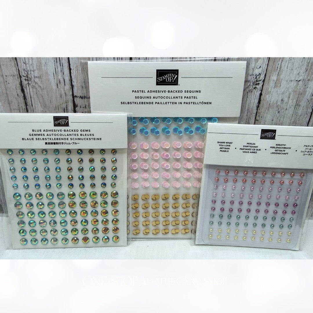 Stampin Up SEQUINS GEMS Pearls Embellishments Lot of 3