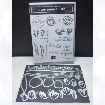 Stampin Up FLOWERING TULIPS Spring Flowers Rubber Stamps Dies AS IS**