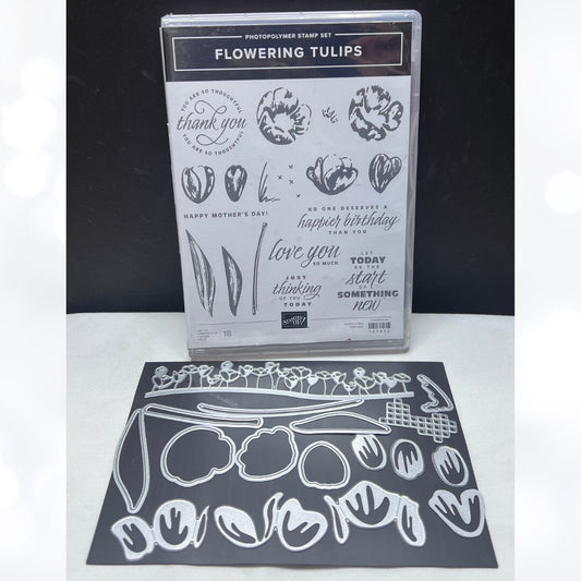 Stampin Up FLOWERING TULIPS Spring Flowers Rubber Stamps Dies AS IS**
