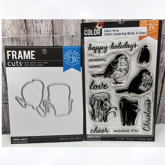 Hero Arts COLOR LAYERING BIRDS Rubber Stamps Dies
