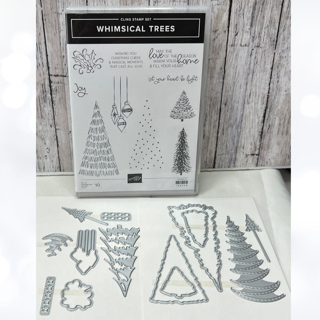 Stampin Up WHIMSICAL TREES Christmas Holiday Rubber Stamps Dies