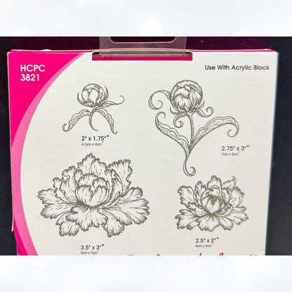 Heartfelt Creations PEONY BUD & BLOSSOM Flowers Peonies Rubber Stamps