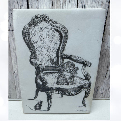 LaBlanche VINTAGE CHAIR Cat Mixed Media Rubber Stamp