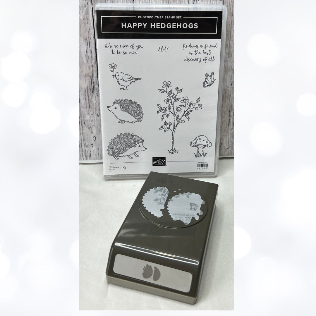 Stampin Up HAPPY HEDGEHOGS Mushroom Bird Rubber Stamps Punch