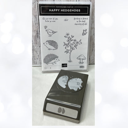 Stampin Up HAPPY HEDGEHOGS Mushroom Bird Rubber Stamps Punch