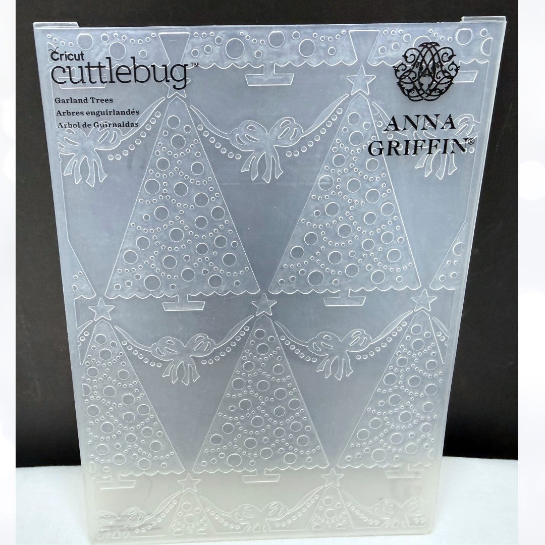 Anna Griffin GARLAND TREES Nordic Christmas Snowfall 5x7 Embossing Folders Lot