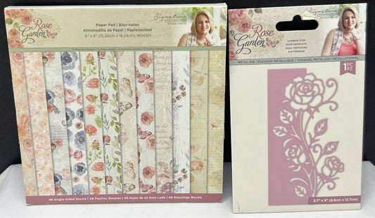 Crafters Companion ROSE GARDEN 6x6 Paper Pad Rose Die Lot