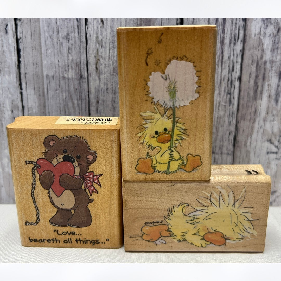 SUZY ZOO Wizzy Love Beareth All Easter Rubber Stamps Lot of 3