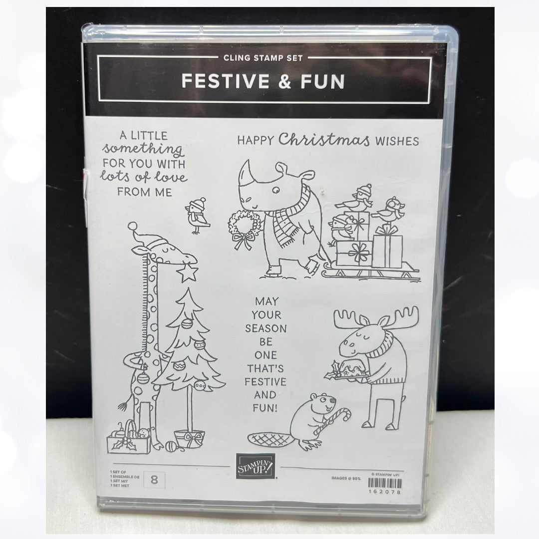 Stampin Up FESTIVE & FUN Animals Christmas Rubber Stamps