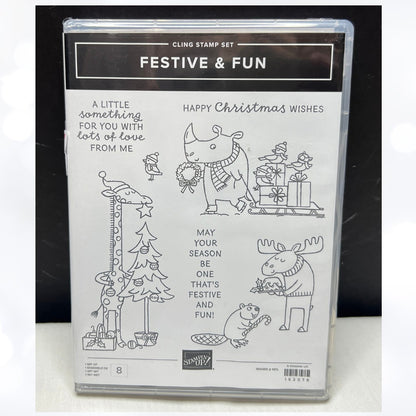 Stampin Up FESTIVE & FUN Animals Christmas Rubber Stamps