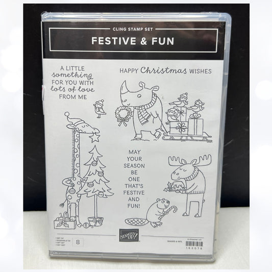 Stampin Up FESTIVE & FUN Animals Christmas Rubber Stamps