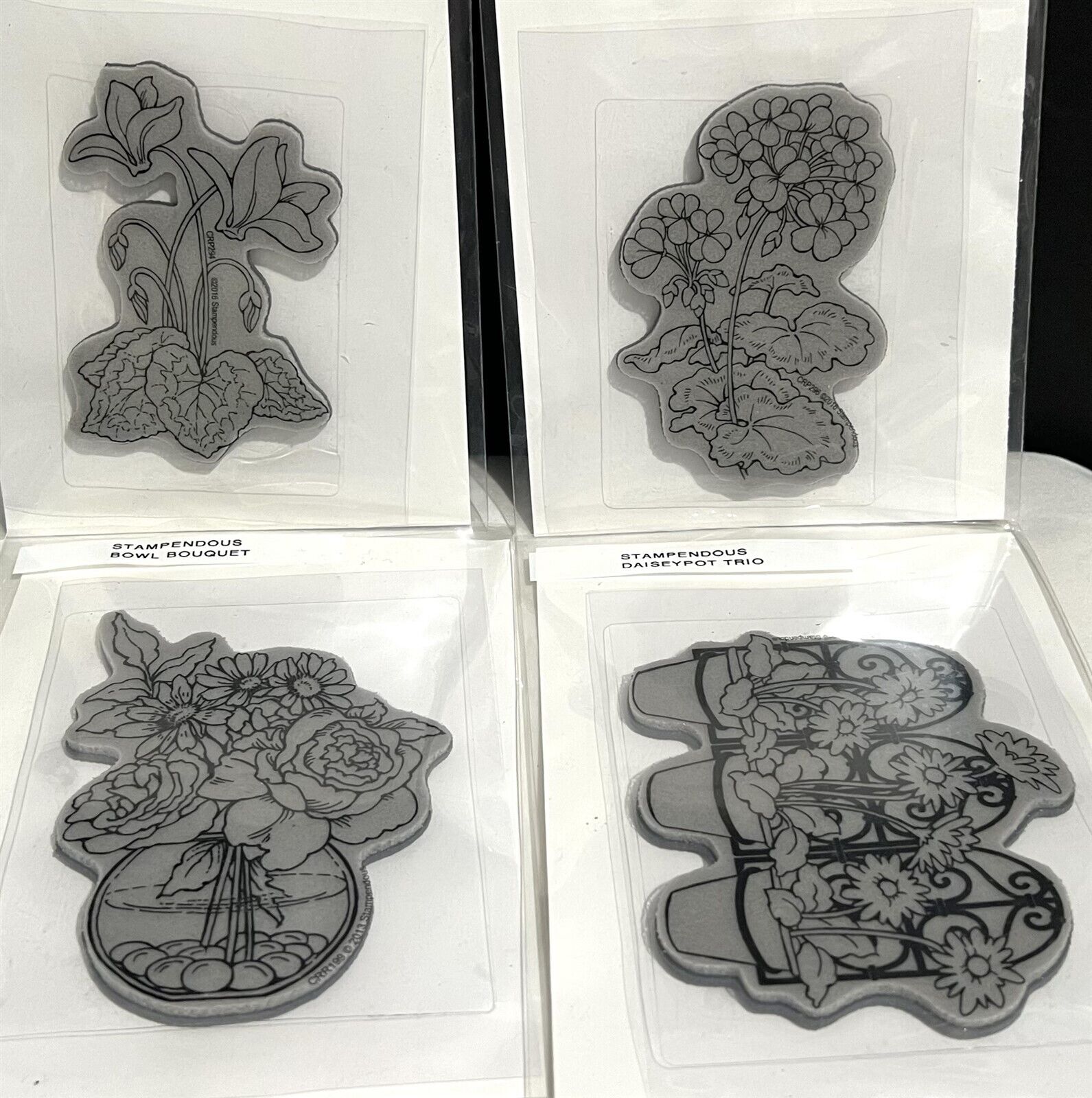 Stampendous FLOWERS Floral Geraniums Daisy Bouquet Cyclamen Rubber Stamps Lot