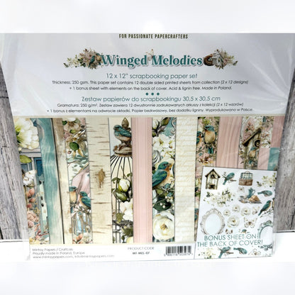 Mintay WINGED MELODIES 12x12 Paper Cardstock Die Cuts Elements Kit