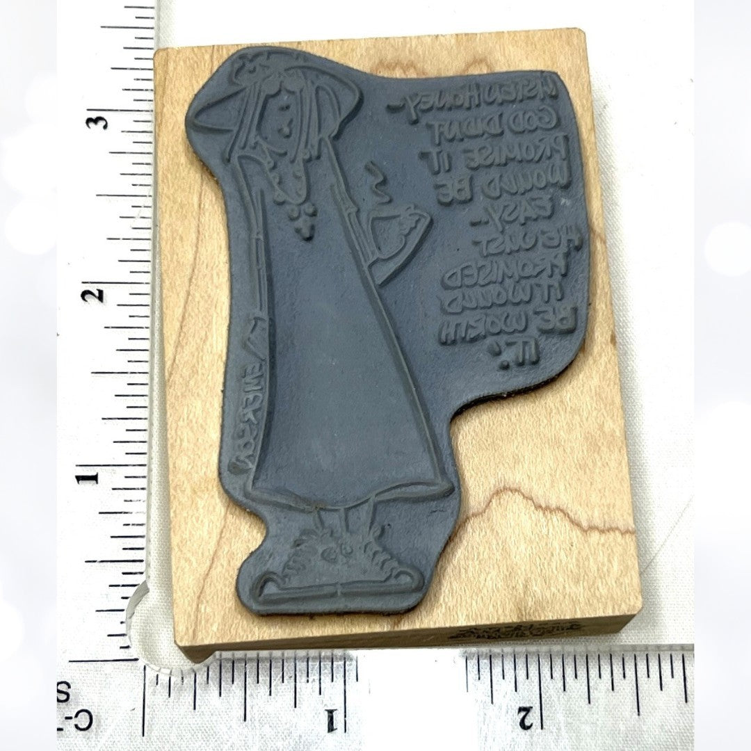 American Art Stamps EMERSON Quillin Worth It Religious Lady EM7031 Rubber Stamp