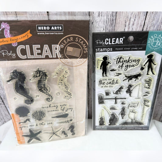 Hero Arts SEAHORSE Lake Time Fun Beach Rubber Stamps