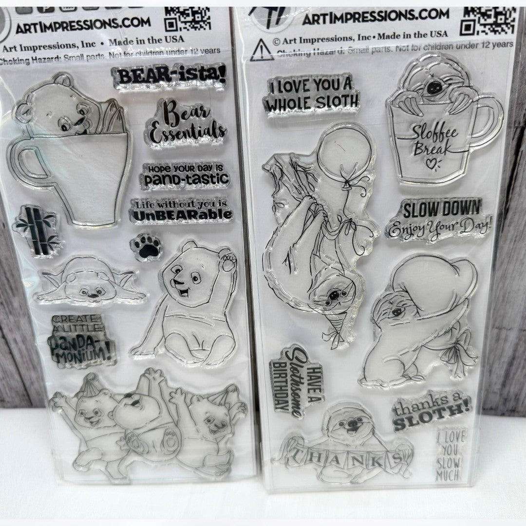 Art Impressions SLOTH-SOME Panda-tastic Sloths Animals Rubber Stamps
