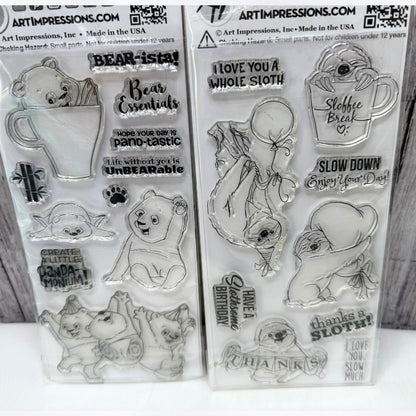 Art Impressions SLOTH-SOME Panda-tastic Sloths Animals Rubber Stamps