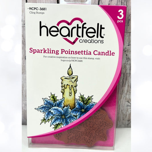 Heartfelt Creations SPARKLING POINSETTIA CANDLE Holiday Rubber Stamps