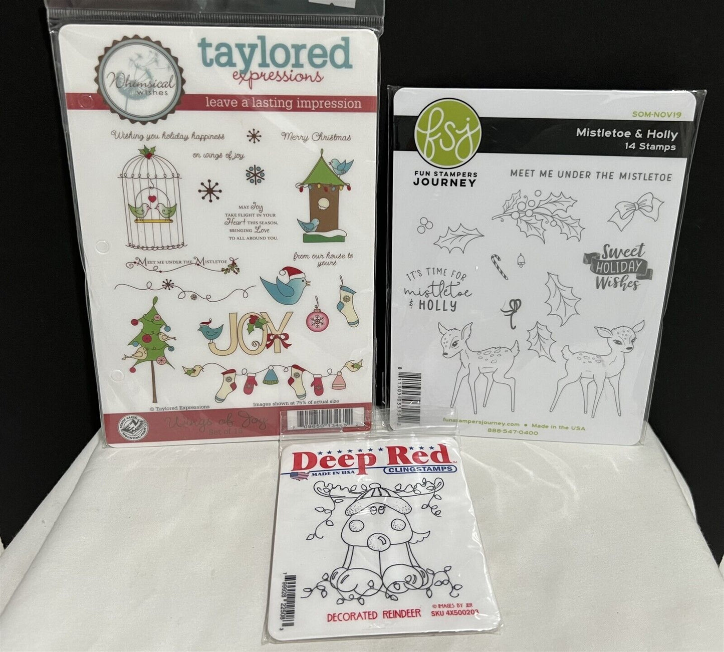 CHRISTMAS Birds Reindeer Fun Stampers Journey Taylored Expressions Rubber Stamps