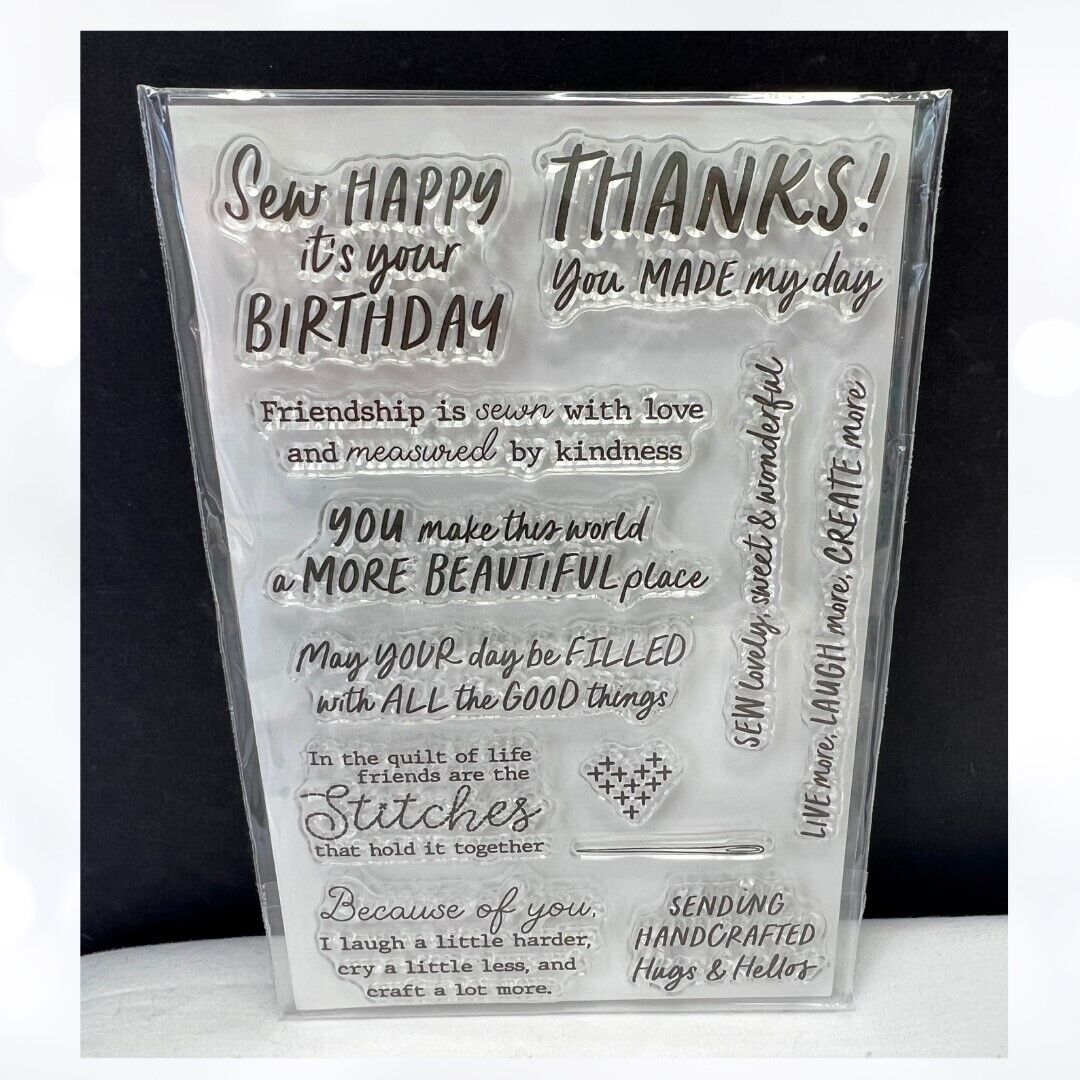 Spellbinders SEW HAPPY Card Making Kit of the Month Rubber Stamps Sept 2022