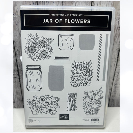 Stampin Up JAR OF FLOWERS Mason Rubber Stamps