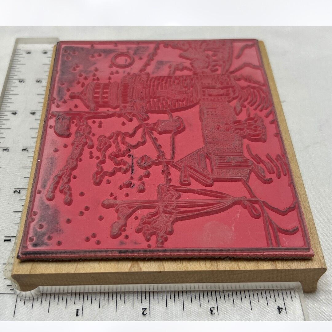 Stamps Happen TAKE OUT WINDOW Christmas Lighthouse Rubber Stamp Rare