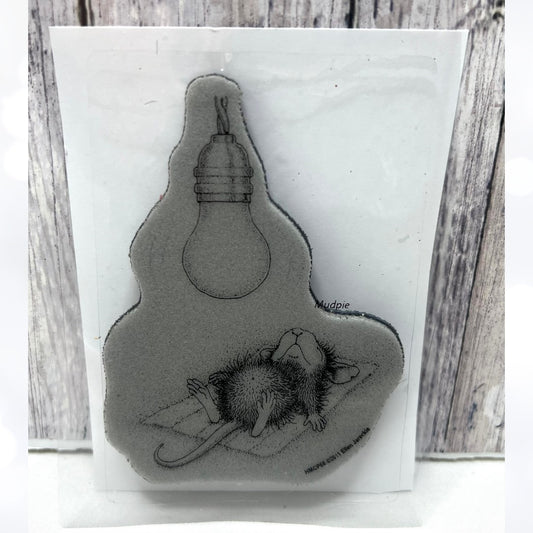 House Mouse CATCHING RAYS Light Bulb Summer HMCP66 Rubber Stamp Rare