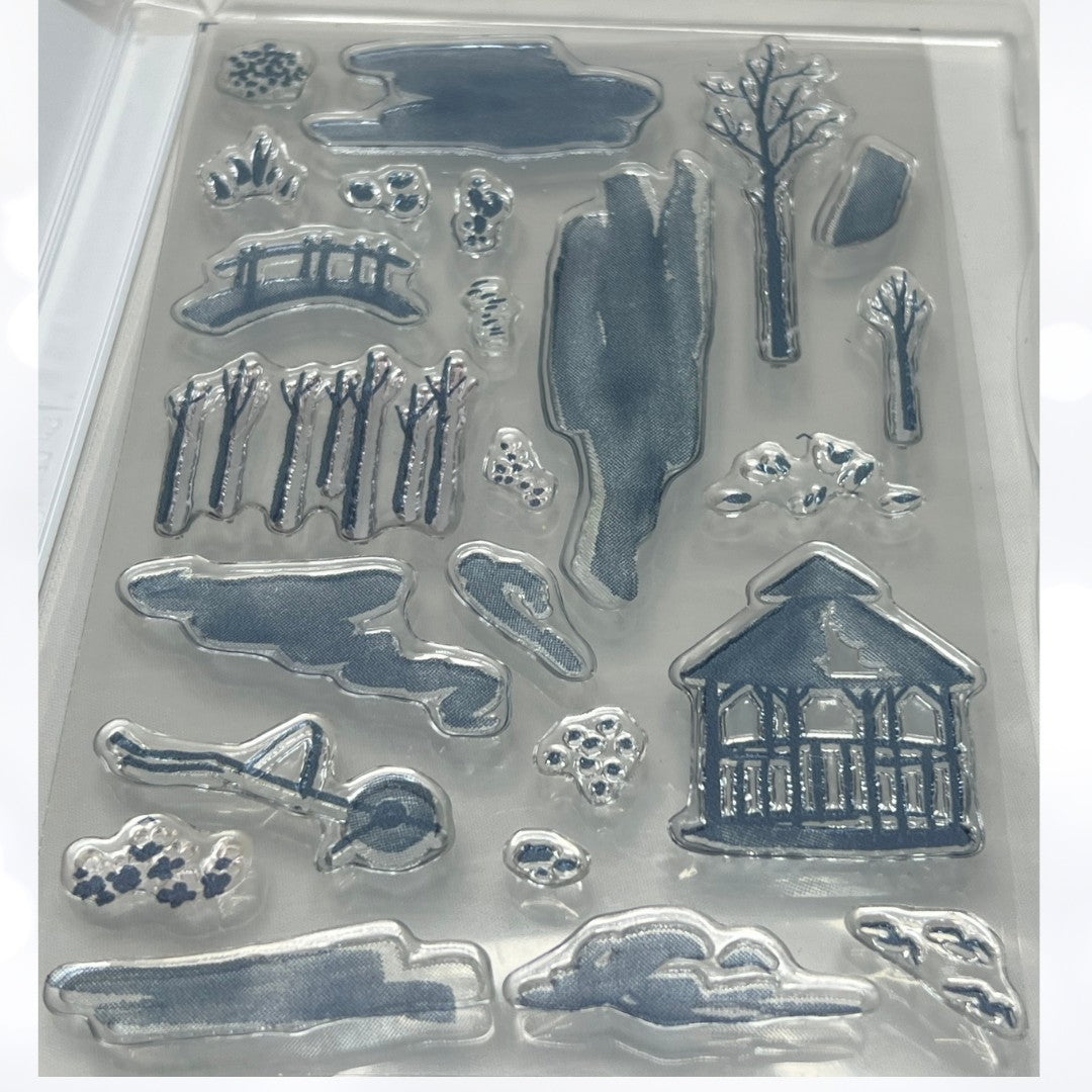 Stampin Up MY MEADOW Gazebo Landscape Rubber Stamps