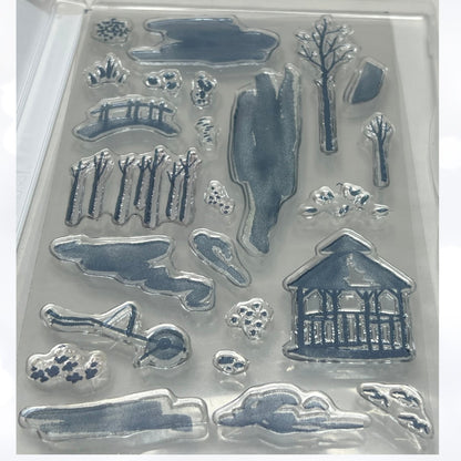 Stampin Up MY MEADOW Gazebo Landscape Rubber Stamps
