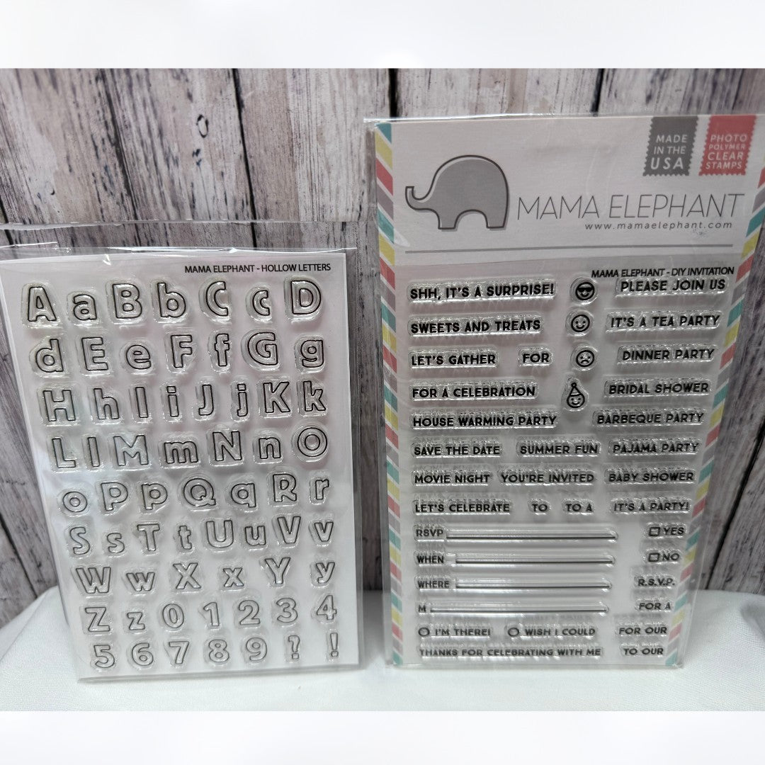 Mama Elephant DIY INVITATION Hollow Letters Alphabet Party Invite Rubber Stamps