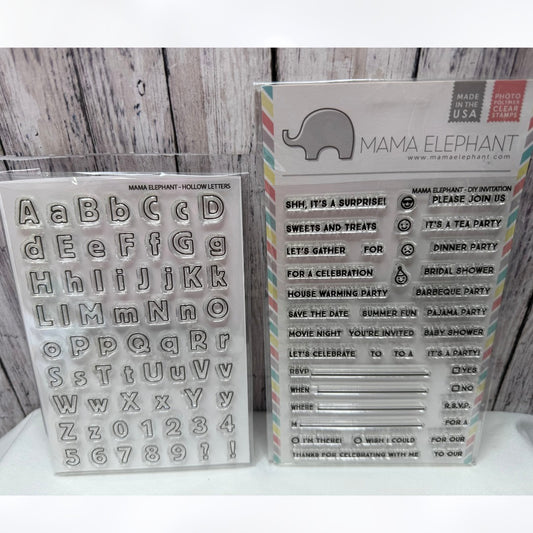 Mama Elephant DIY INVITATION Hollow Letters Alphabet Party Invite Rubber Stamps
