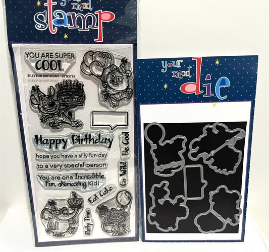 Your Next Stamp SILLY FUN BIRTHDAY Party Animals Rubber Stamps Dies Set