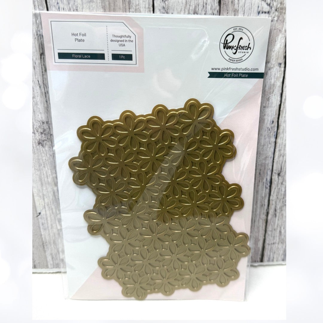 Pinkfresh Studio FLORAL LACE Flowers Hot Foil Background Plate