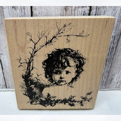 Stampa Rosa CHERUB Christmas Little Girl Rubber Stamp