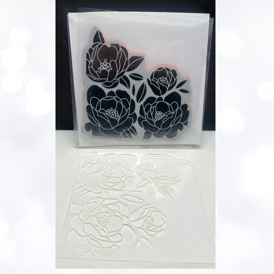 Simon Says Stamp PEONY BOUQUET Flowers Rubber Stamp Stencil