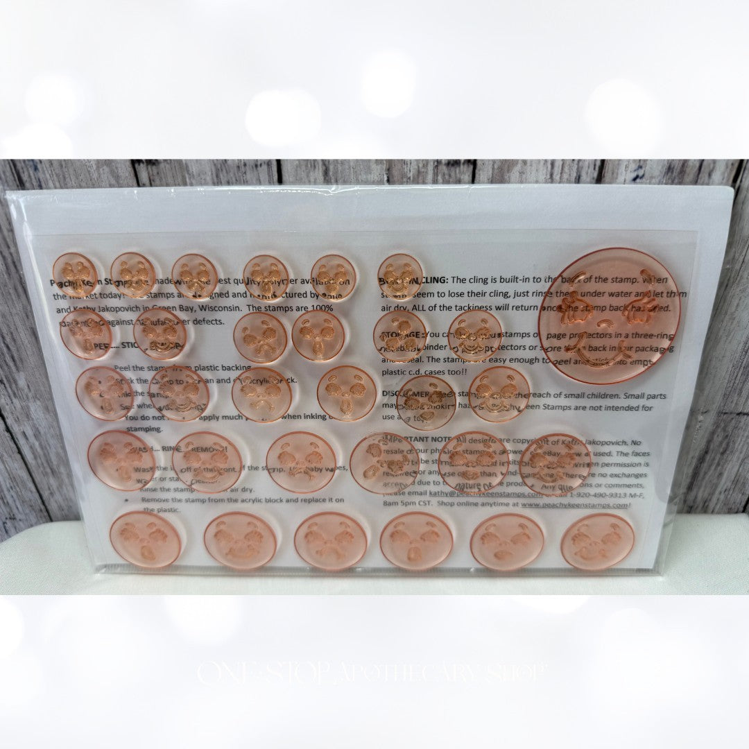 Peachy Keen DOLLY DUMPLINGS FACE Cartoon Character Faces Rubber Stamps