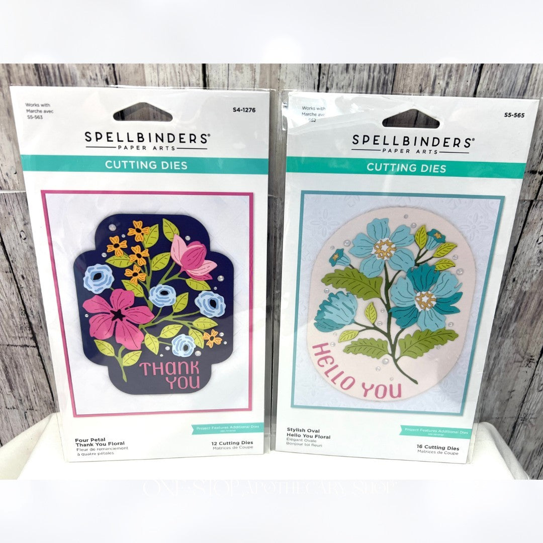 Spellbinders HELLO YOU FLORAL Thank You Flowers Dies Lot of 2