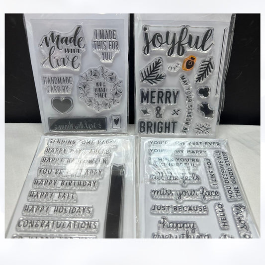 Concord & 9th Gina K HANDMADE Merry & Bright Tagalongs Rubber Stamps Lot