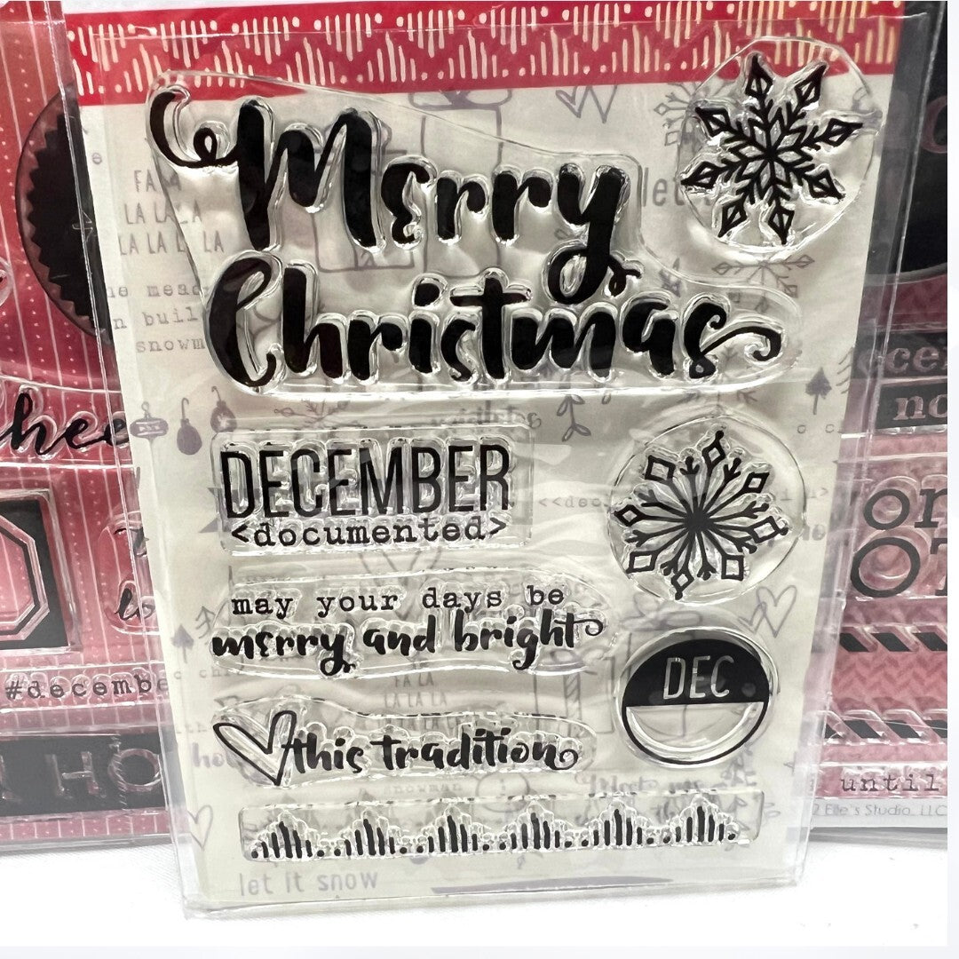 Elle's Studio CHRISTMAS Planner Journal Holiday Rubber Stamps Lot of 3