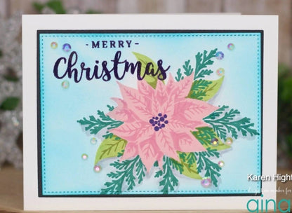 Gina K Designs PERFECT POINSETTIA Christmas Greenery 6x8 Rubber Stamps Dies