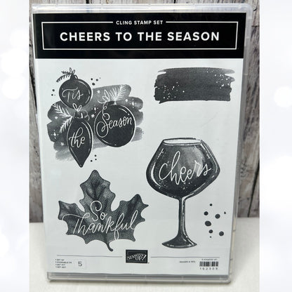 Stampin Up CHEERS TO THE SEASON Christmas New Years Drinks Rubber Stamps