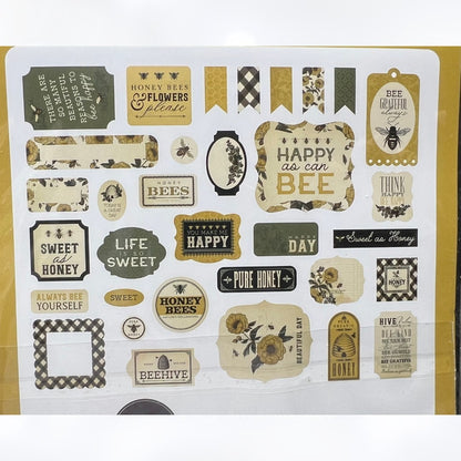 Carta Bella HONEYBEE Bees 6x6 Paper Ephemera Brads Chipboard Collection