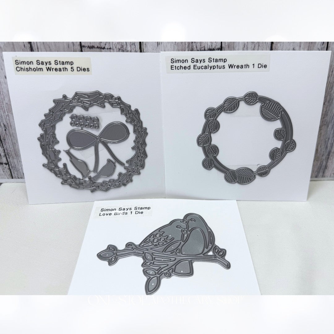 Simon Says Stamp LOVE BIRDS Wreath Eucalyptus Dies