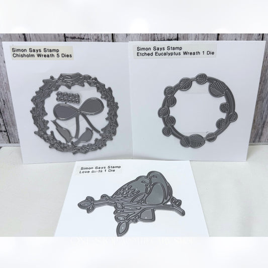 Simon Says Stamp LOVE BIRDS Wreath Eucalyptus Dies