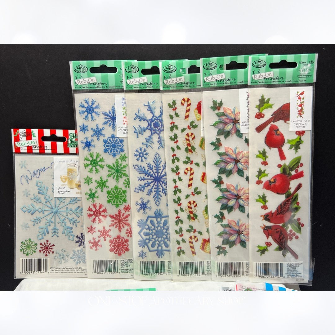 Royal Langnickel CHRISTMAS RUB ONS Holiday Embellishments Lot of 19