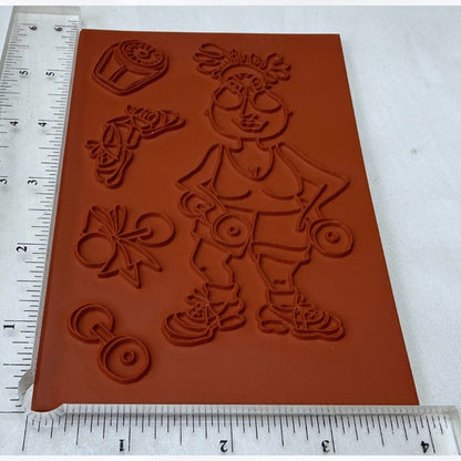 Loralie Art Stamps CURVES Workout Lady Cartoon Exercise Rubber Stamps